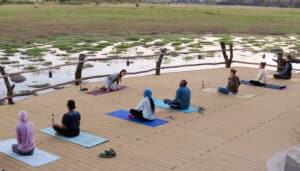 Yoga session in process