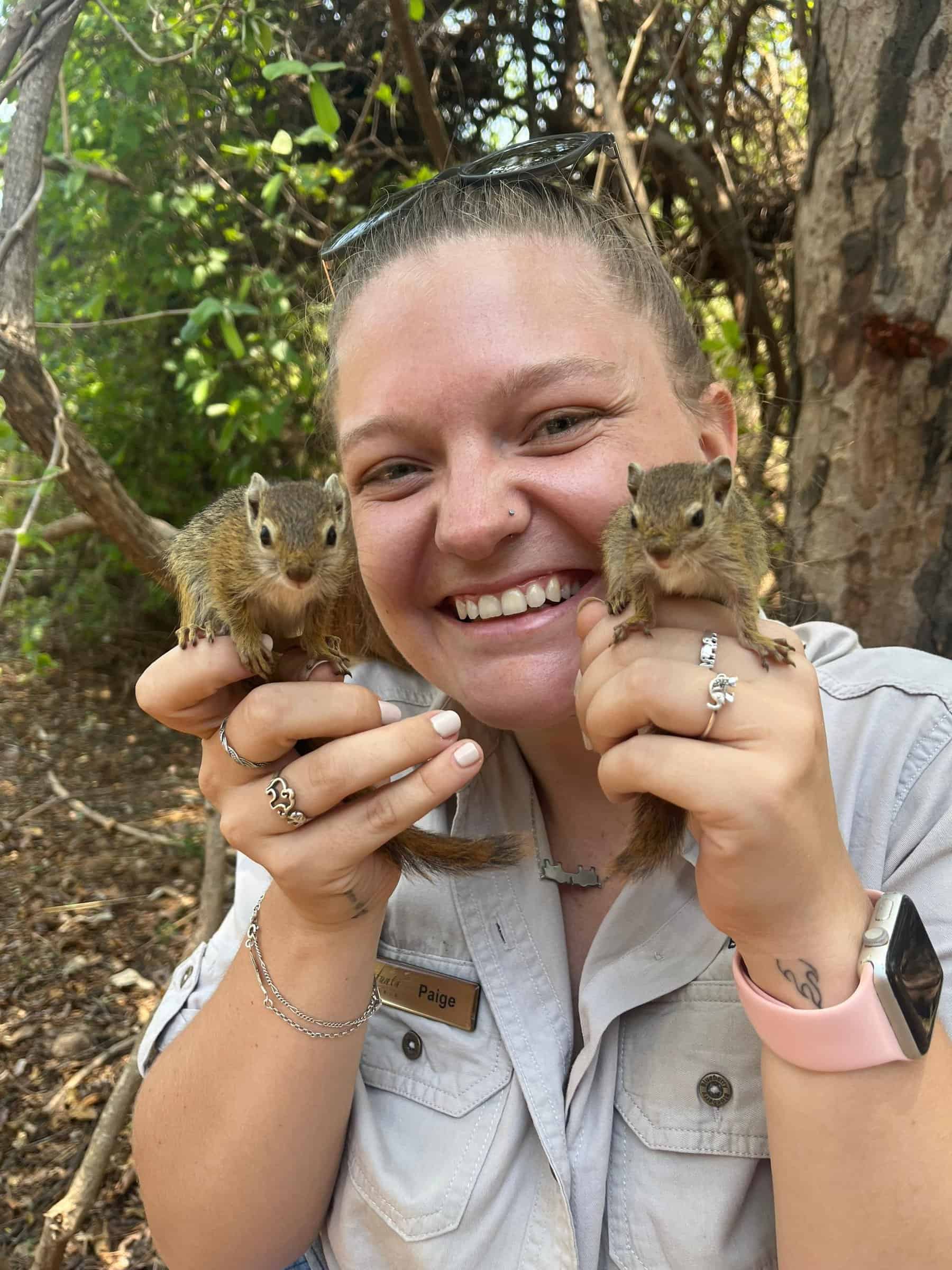 Paige with the 2 squirrels